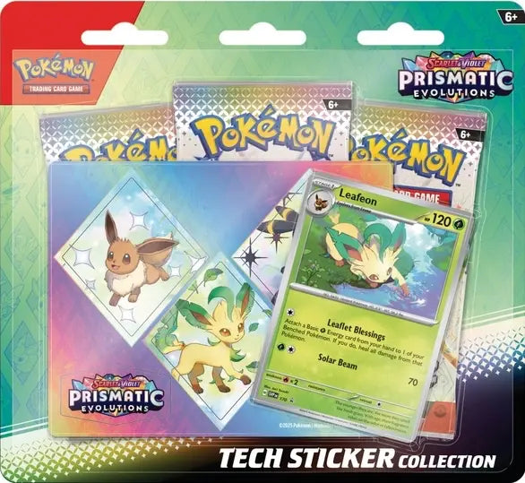 Prismatic Evolutions sv8.5 - Tech Sticker Collection - Triple Blister Pack - Leafeon