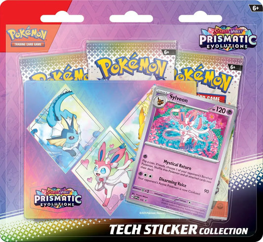 Prismatic Evolutions sv8.5 - Tech Sticker Collection - Triple Blister Pack - Sylveon